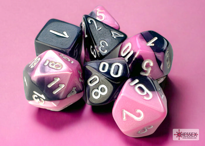 Gemini Mini Black-Pink/White 7pc Dice Set
