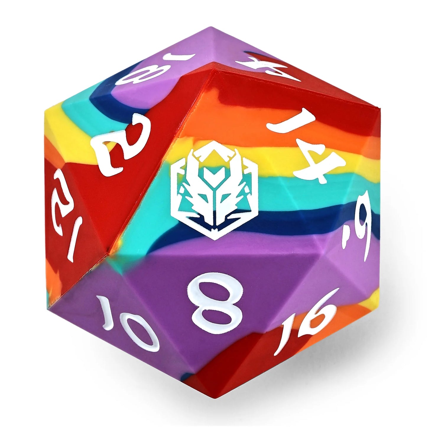 55mm Chonk Rubber Silicon D20 Rainbow Realms