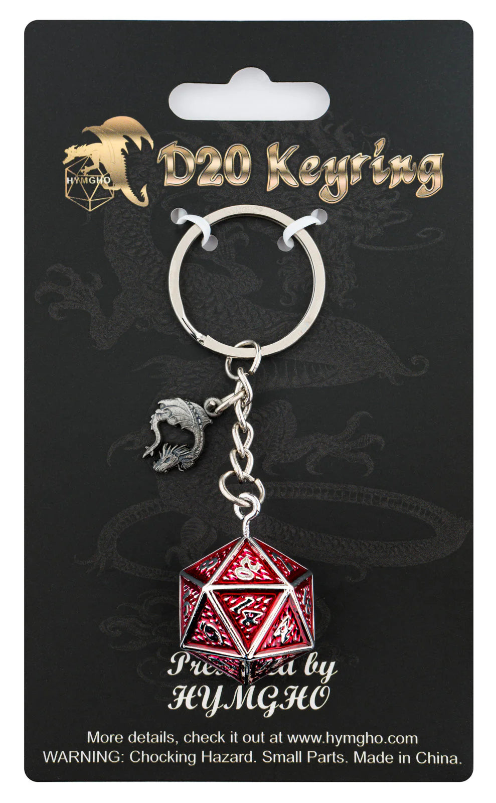 D20 Keychain Behemoth Blood on Gun Metal