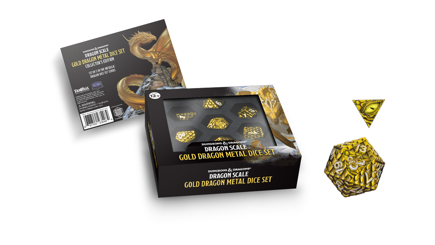 Dragon Scale Gold 7pc Metal Dice Set