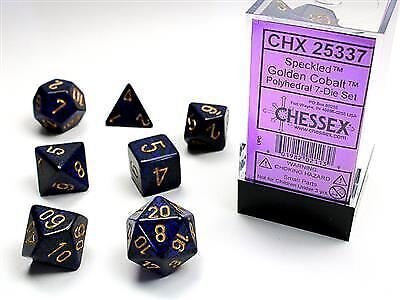 Speckled Golden Cobalt 7pc Dice Set