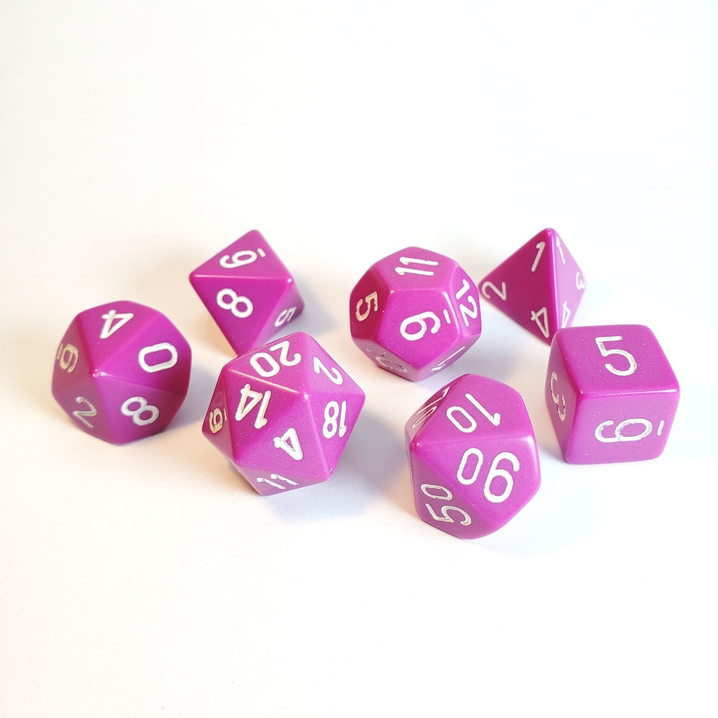 Opaque Light Purple/White 7pc Dice Set