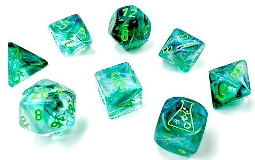 Lab Dice 6: Borealis Kelp/Light Green Luminary 8pc Set