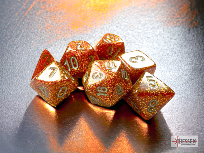 7-Piece Mini Dice Set Glitter Gold/Silver