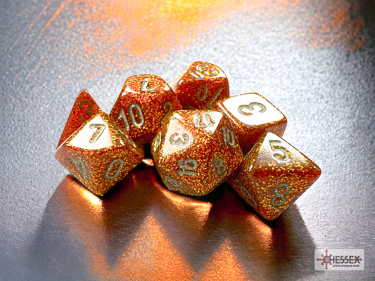 7-Piece Mini Dice Set Glitter Gold/Silver