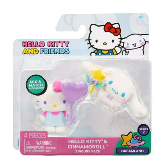 Hello Kitty & Friends Two Figure Pack - Dreamland - Hello Kitty Heart Balloon and Cinnamoroll Wand