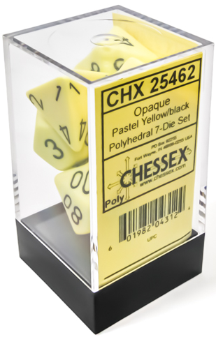 7-Piece Dice Set Opaque Pastel Yellow/Black