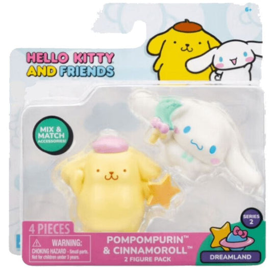 Hello Kitty & Friends Two Figure Pack - Dreamland - Cinnamoroll Lollipop and Pompompurin Star