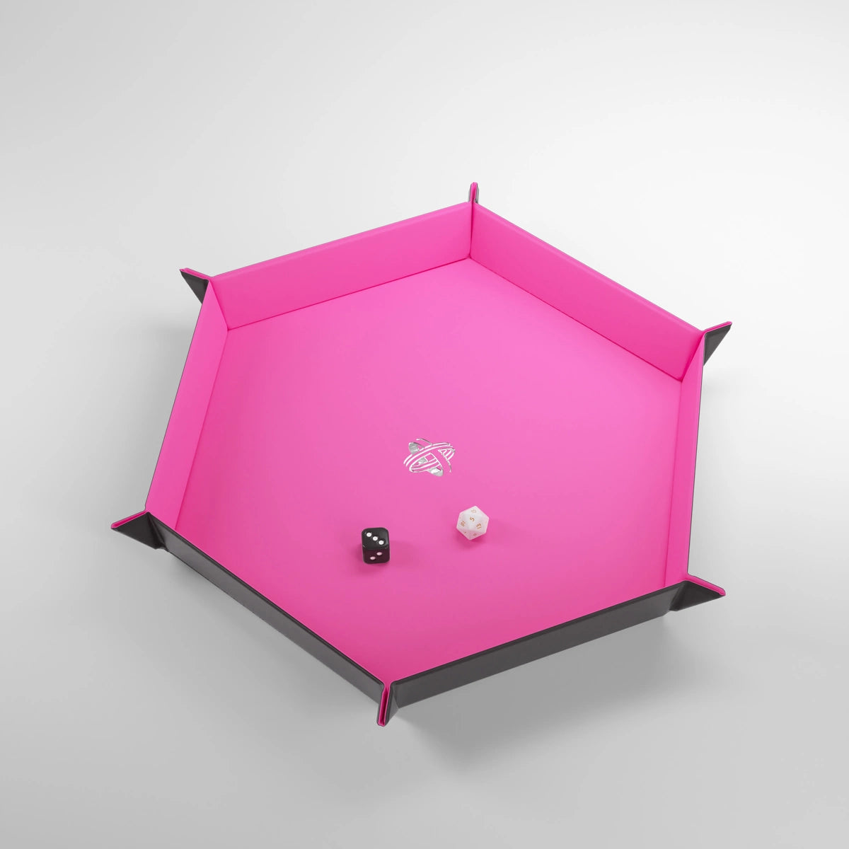 Hexagonal Magnetic Dice Tray Black/Pink