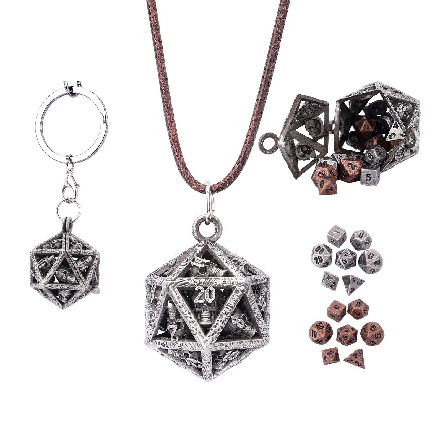 Grimskull's D20 Locket Gift Set Ancient SIlver