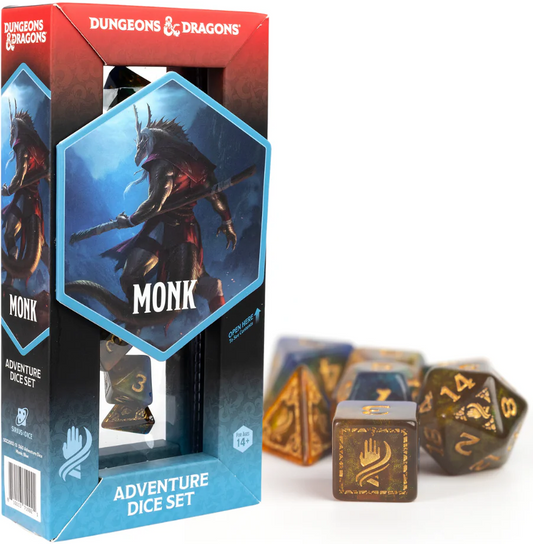 D&D Adventure Dice: Monk - Blue/Gold 17pc Set