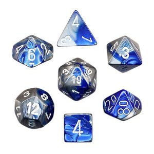 Gemini Blue-Steel/White 7pc Dice Set