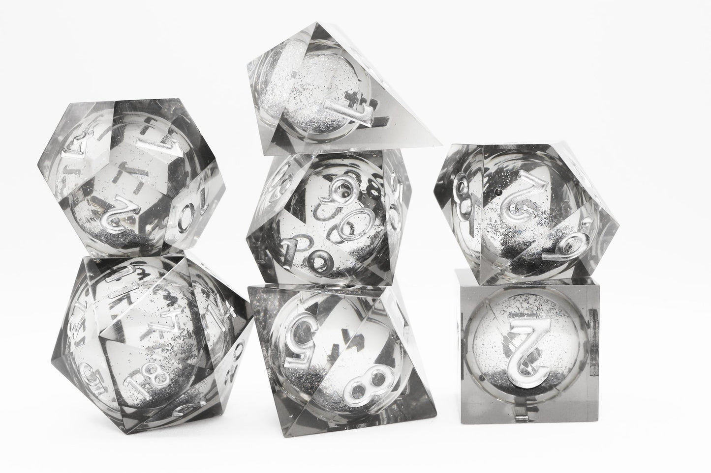 Sharp Edge Resin Black Liquid Core RPG Dice Set (7)