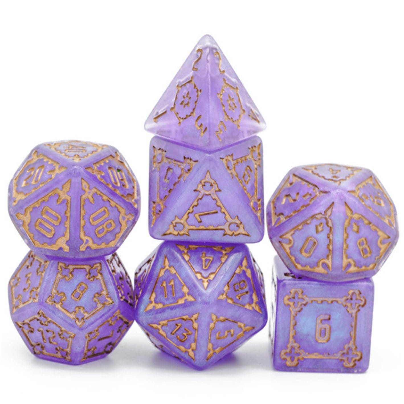 Huge Purple Castle Dice Set (7)