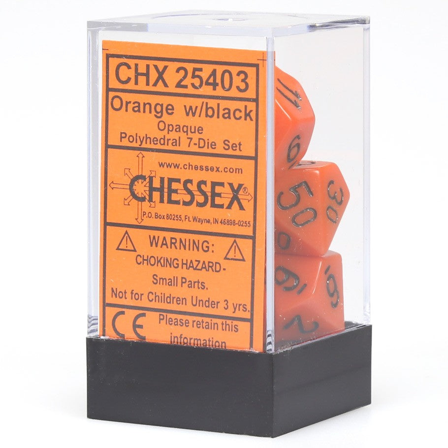 Dice Cube 7-Piece Opaque Orange with Black
