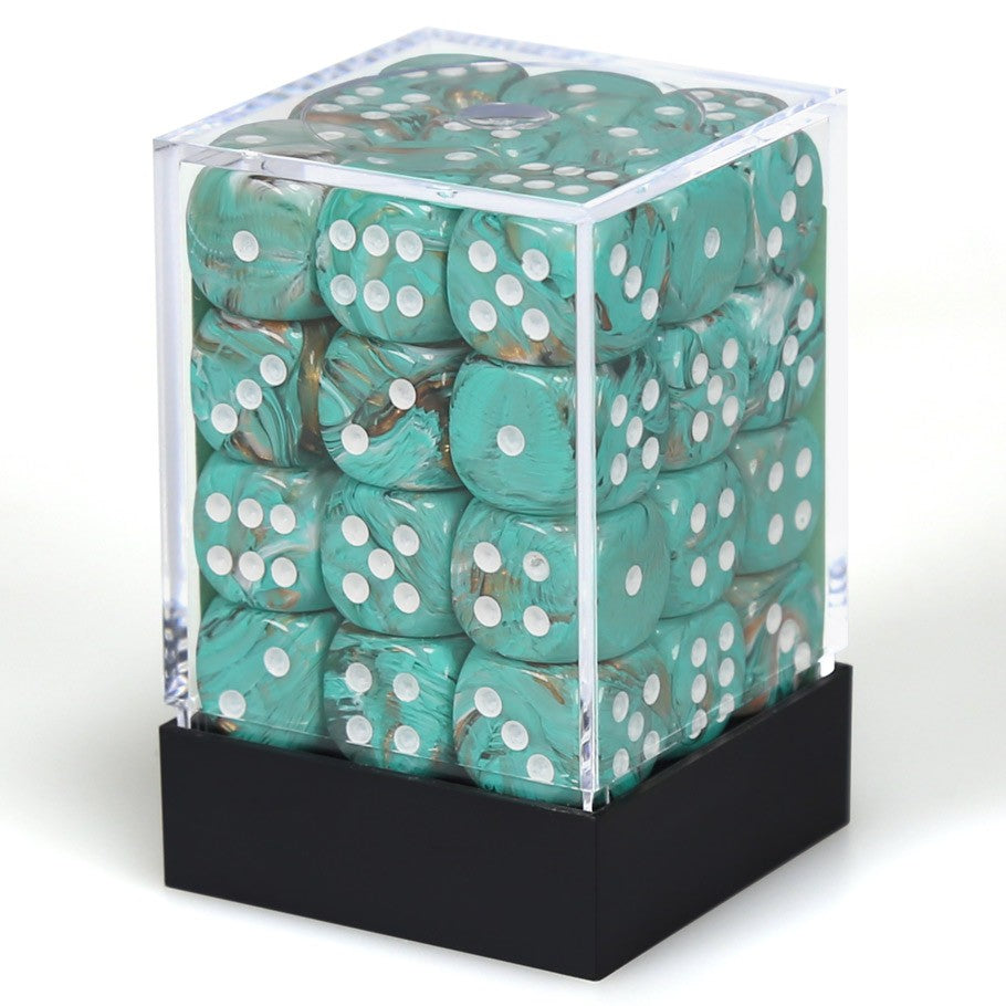 Dice Cube 36d6 Marble Oxi-Copper with White