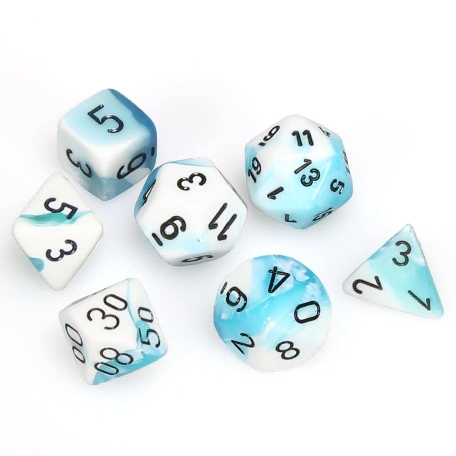 Dice Cube 7-Piece Gemini Teal-White with Black